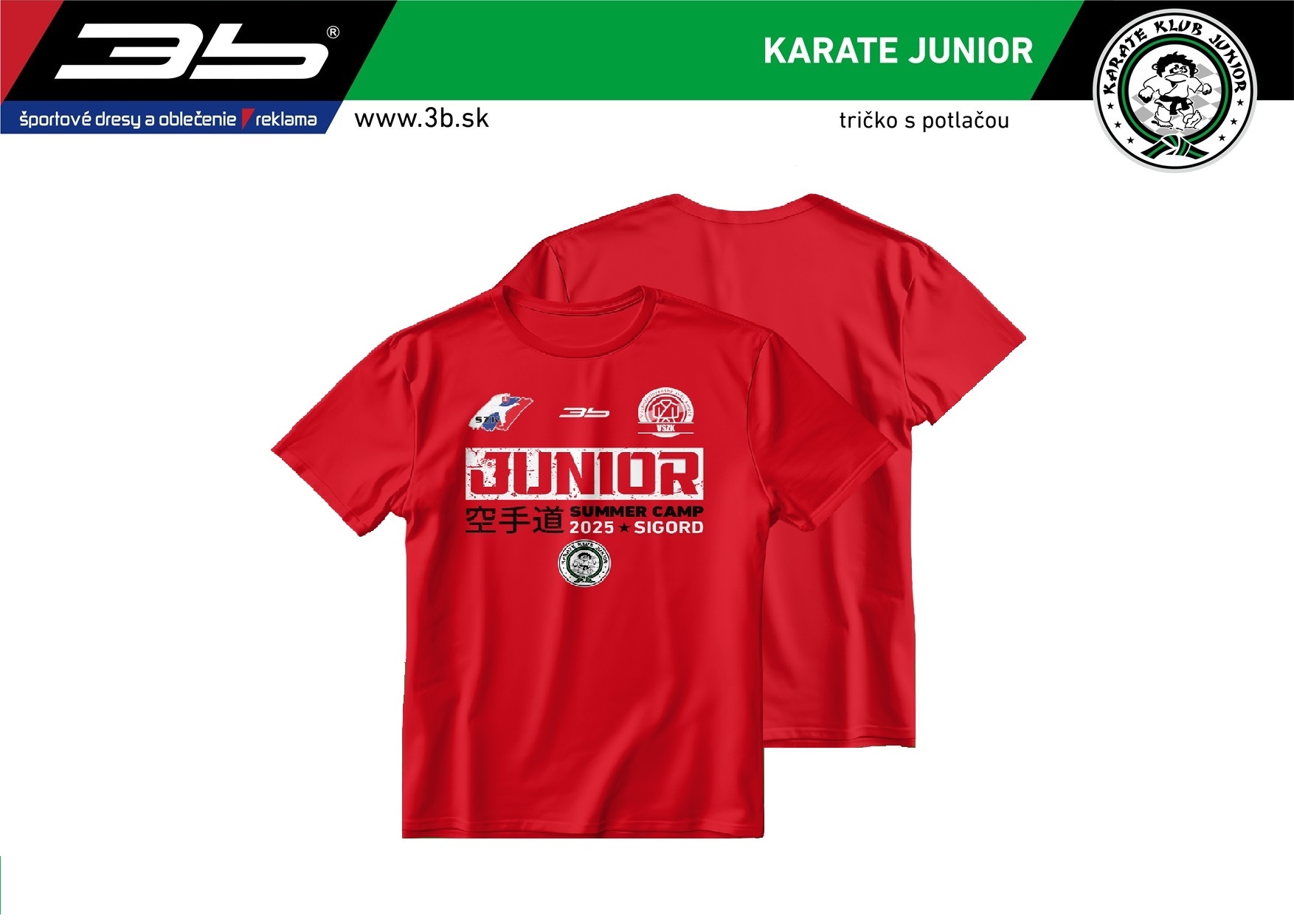 BAVLNENÉ TRIČKO KARATE JUNIOR ČERENÉ 2025 _ varianta A